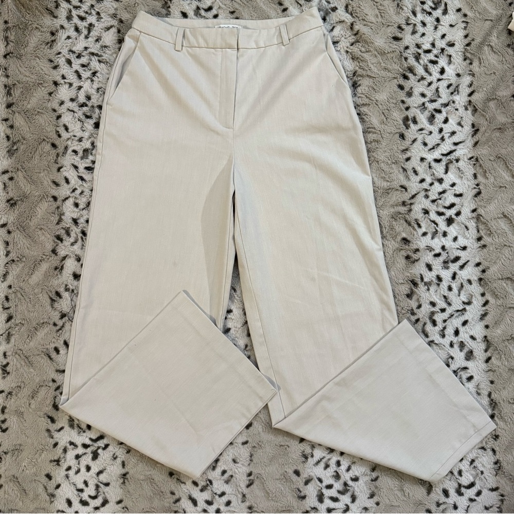 Rachel Zoe Women’s Cream Hi-Rise Wide Leg Trouser Dress Pants